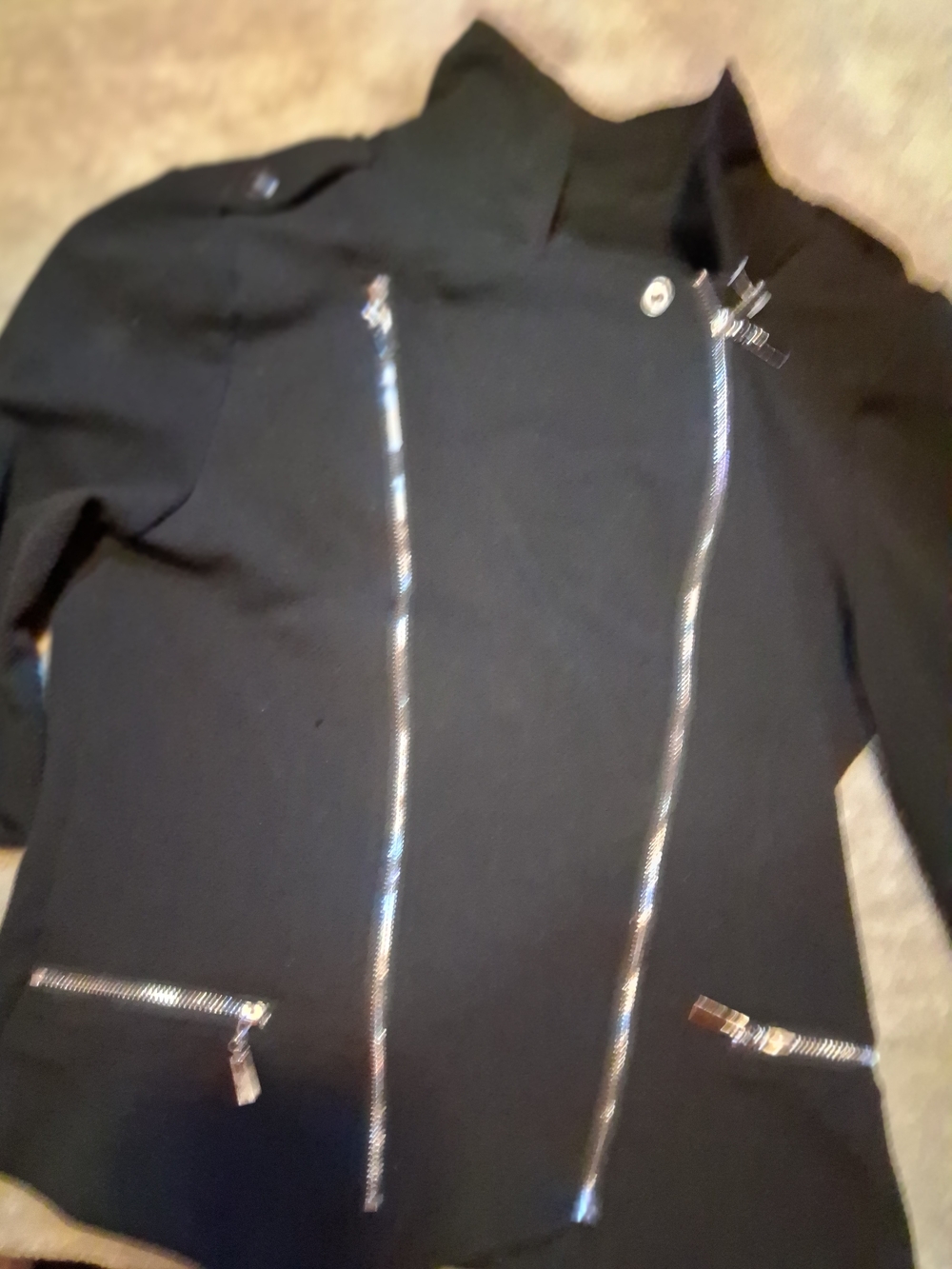 Black Asymmetrical Zip Moto Jacket Kaii Size XL